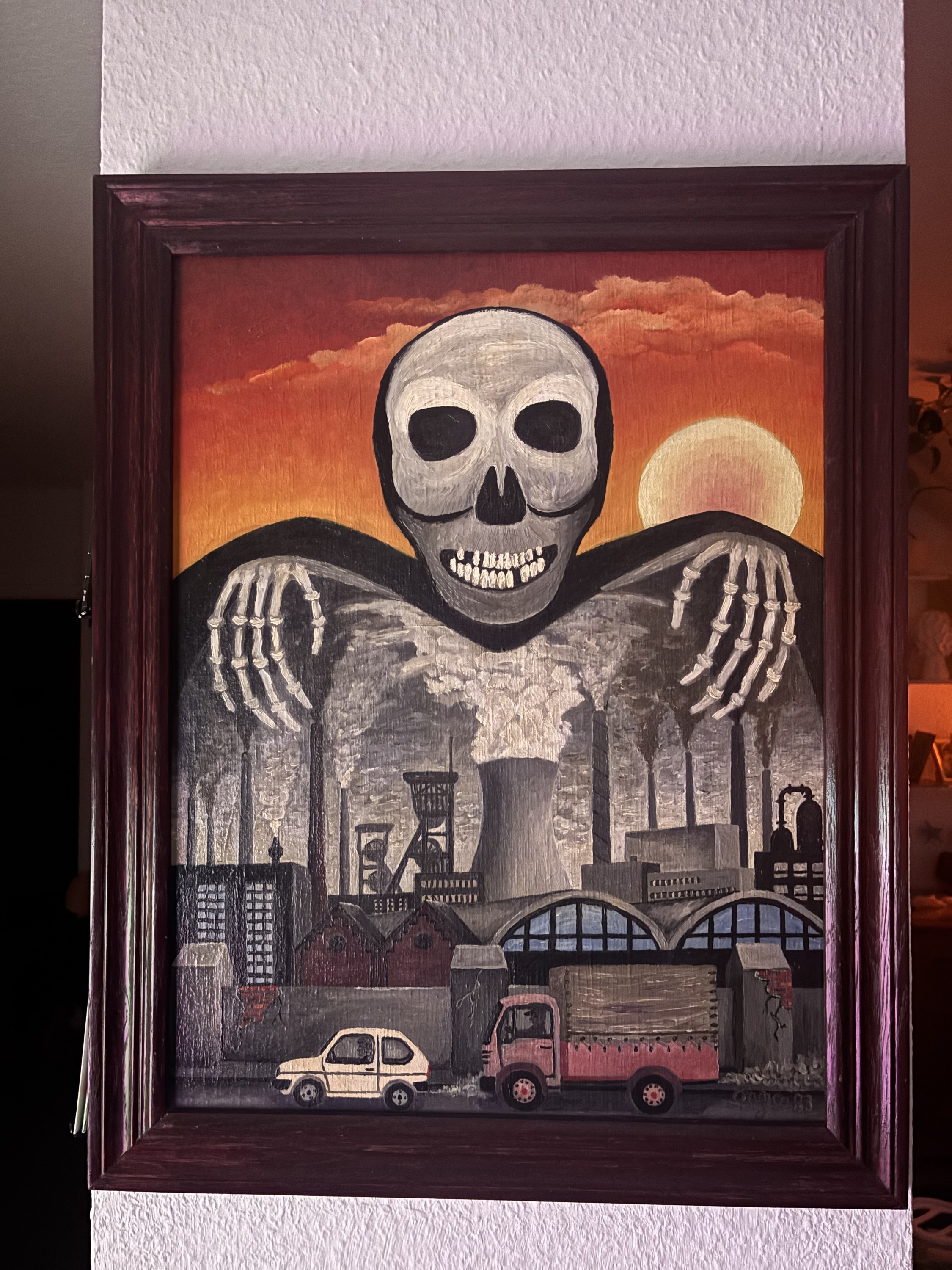Industrielandschaft mit Schädelfigur